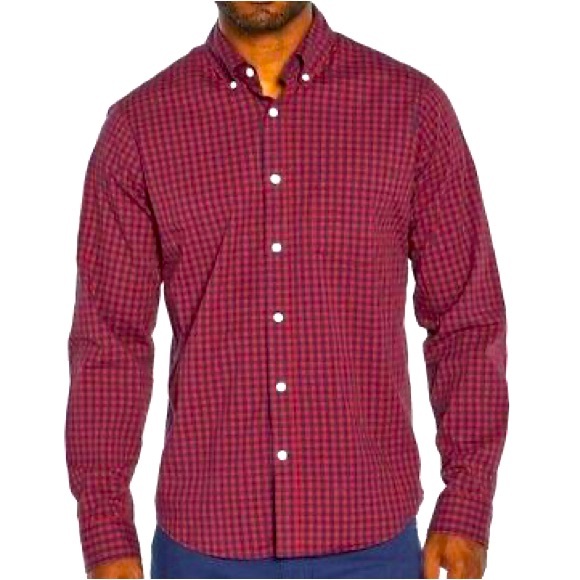 NWT GAP Men’s Long Sleeve Poplin Button Up Stretch Plaid Shirt - Picture 1 of 6